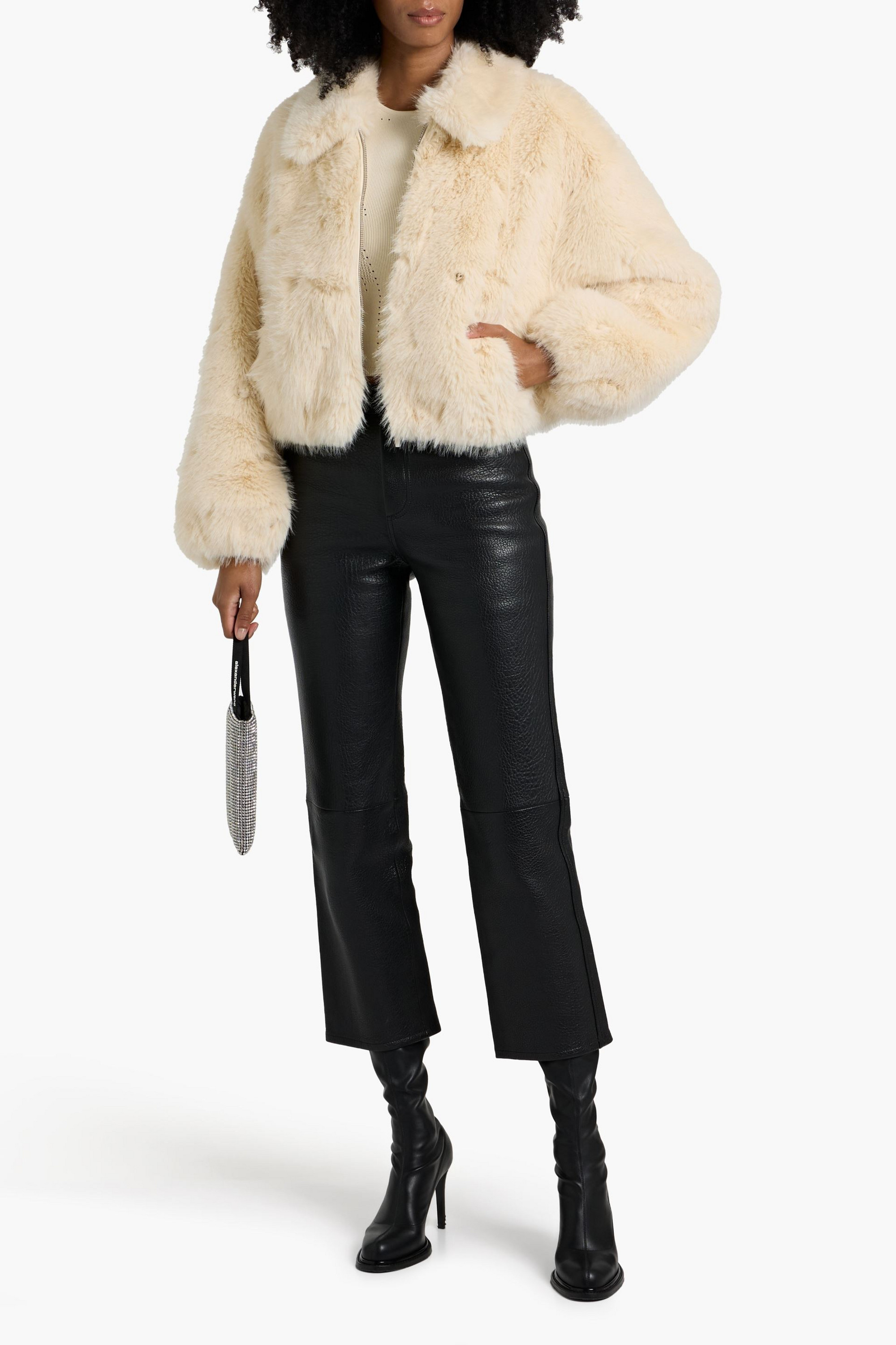 A.L.C. Esme crystal-embellished plush jacket