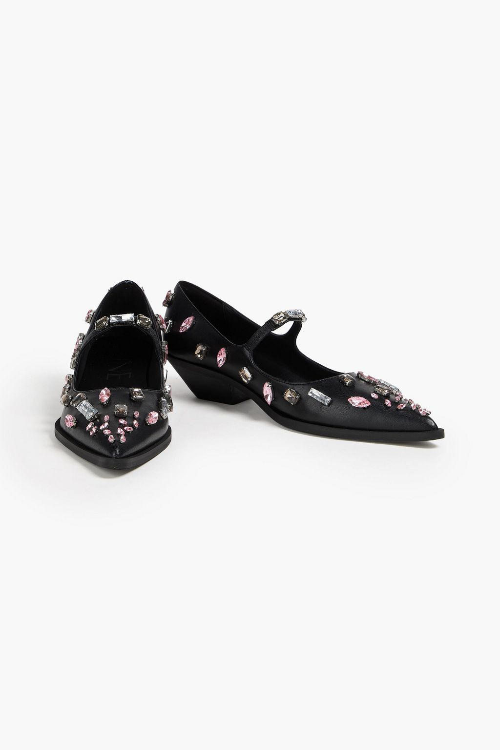 STINE GOYA Mary-Jane-Pumps aus Leder mit Kristallverzierung