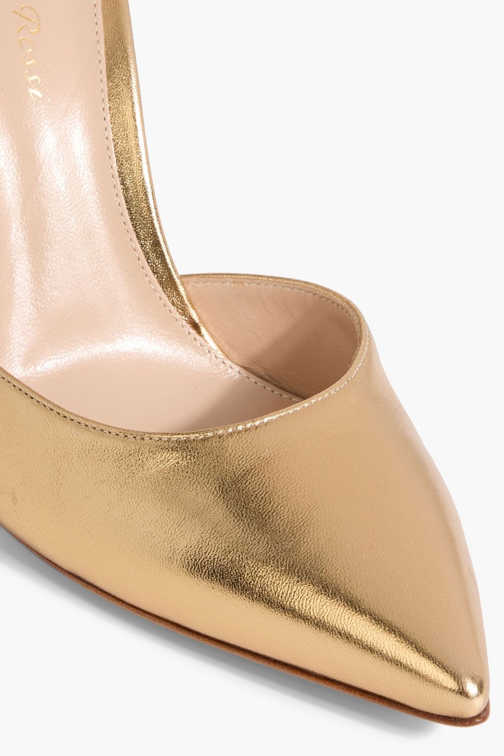 GIANVITO ROSSI Crystal Fleur 105  metallic leather pumps