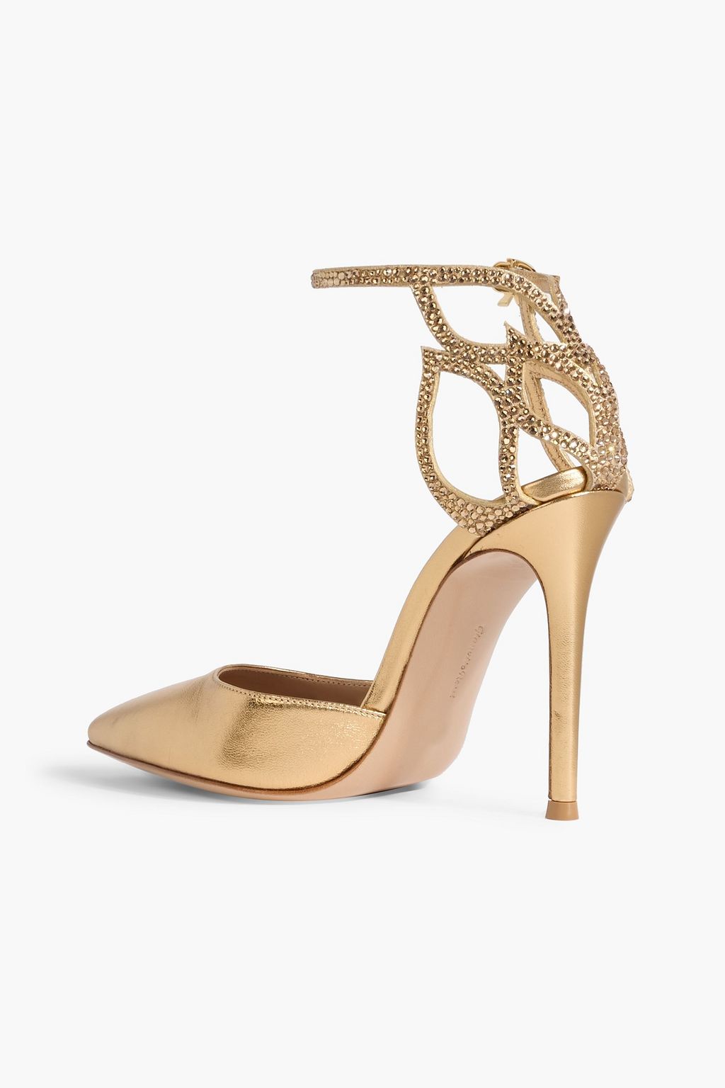 GIANVITO ROSSI Crystal Fleur 105  metallic leather pumps