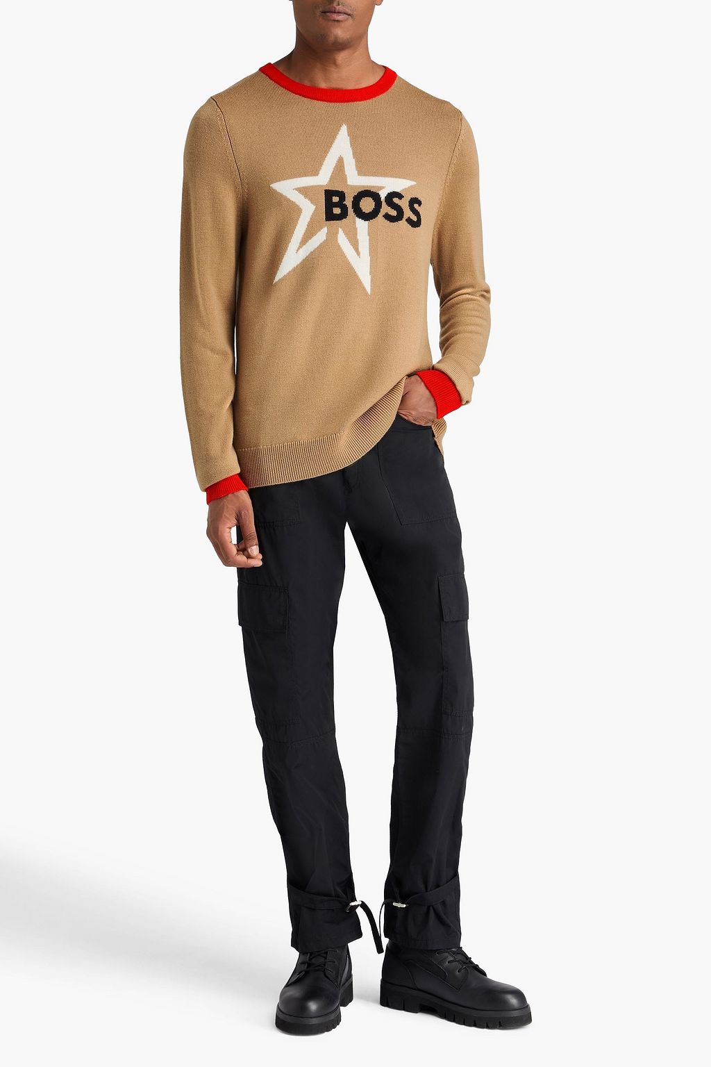 BOSS X PERFECT MOMENT Pullover aus Jacquard-Strick aus Merinowolle
