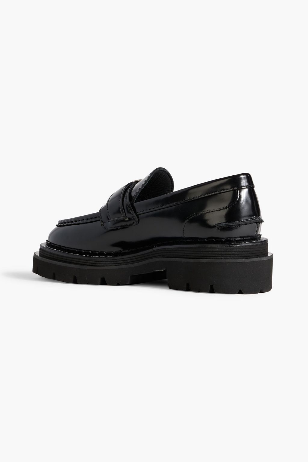 SANDRO Buckled glossed-leather loafers