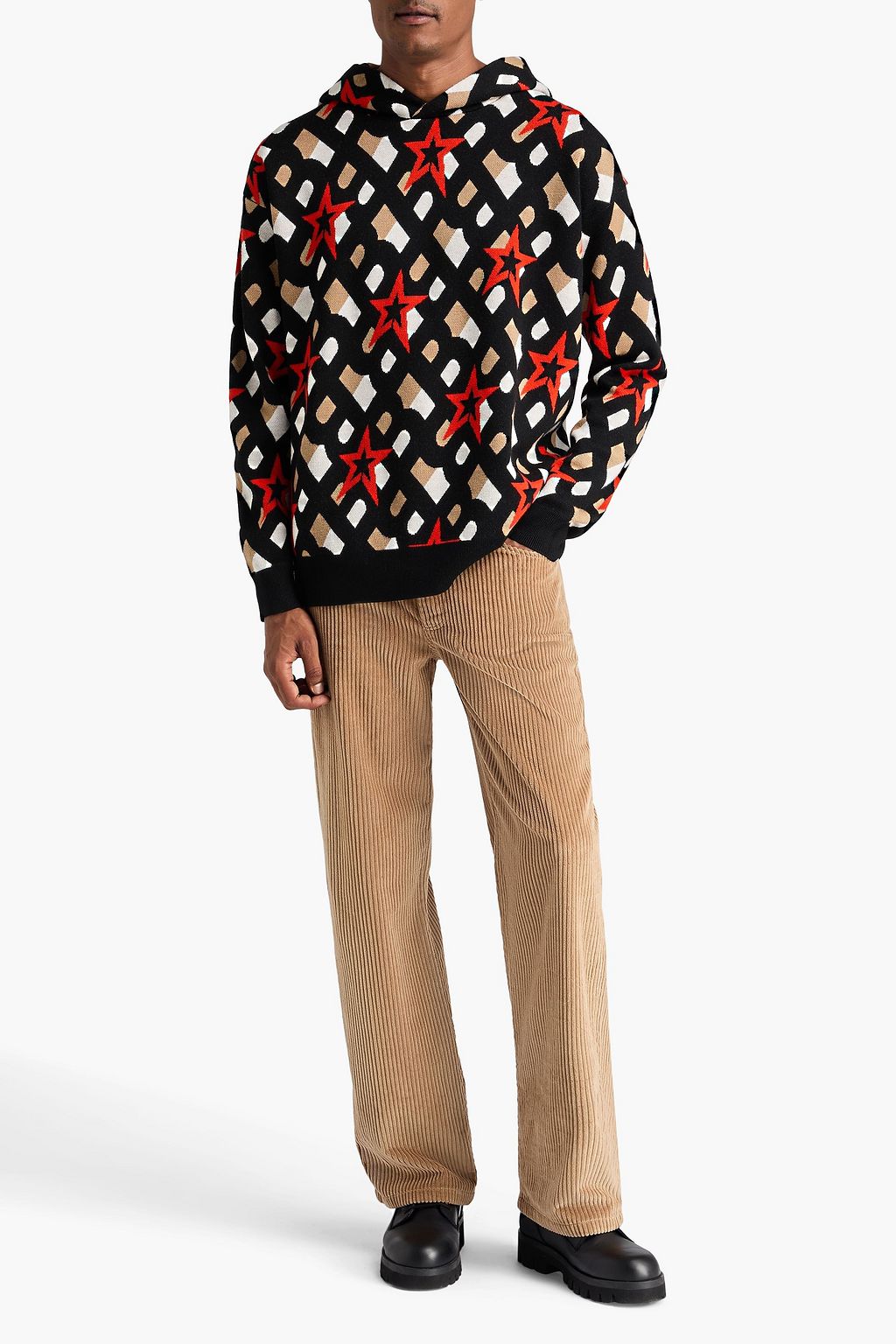 BOSS X PERFECT MOMENT Hoodie aus Jacquard-Strick aus Merinowolle