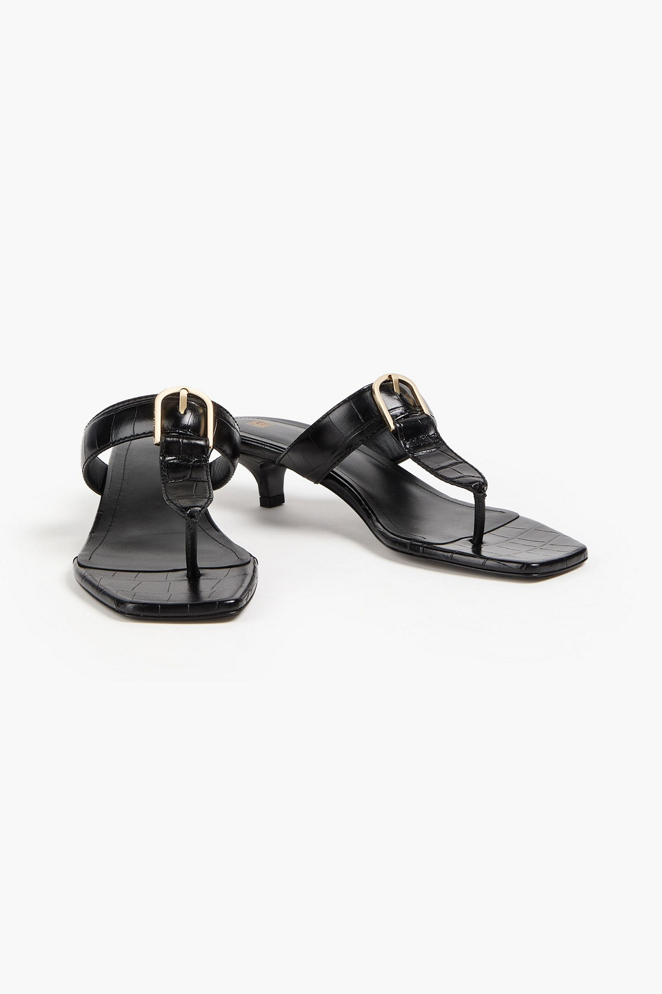 Totême Toteme Women Belted Croco Flip-flop Heels In Black