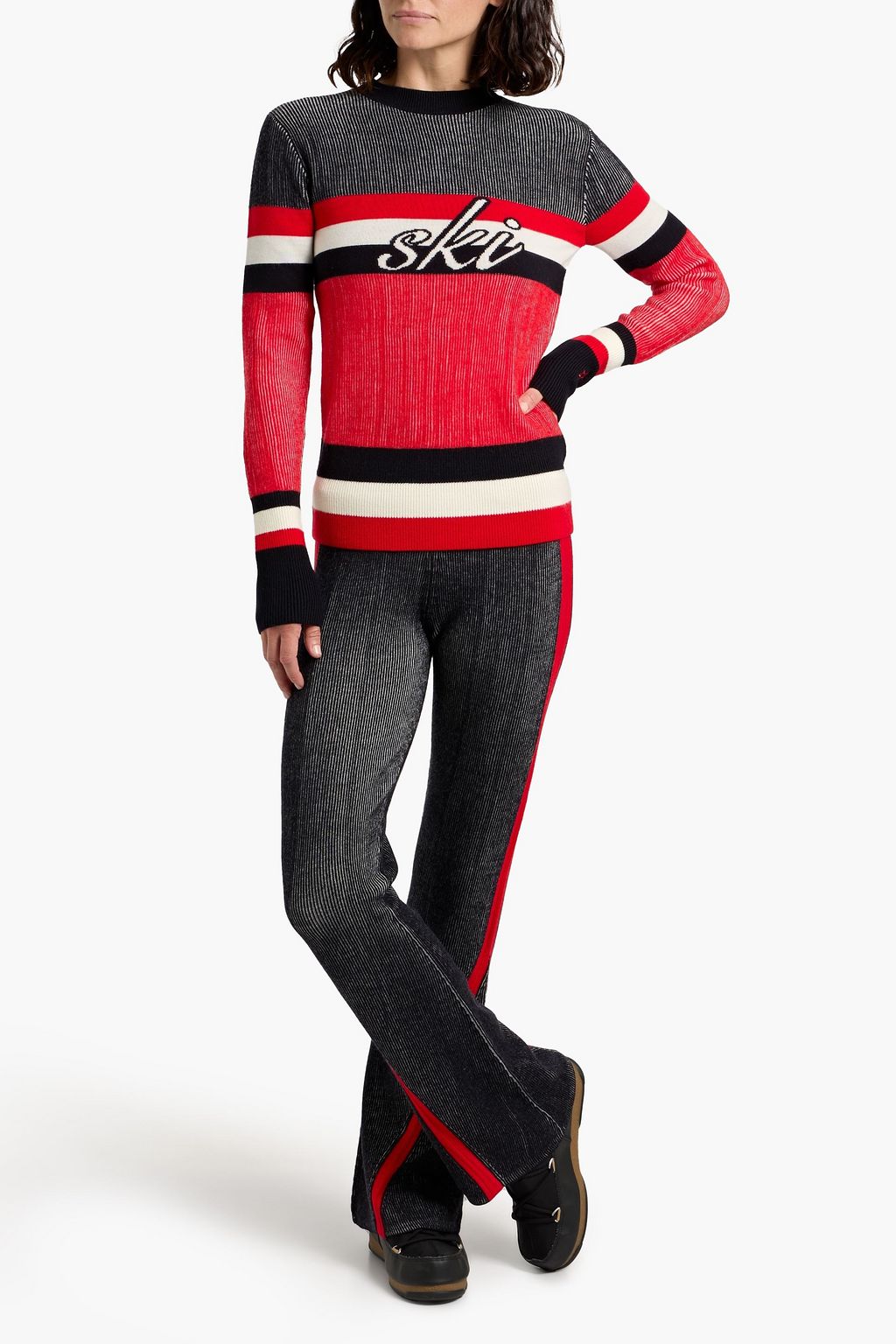 PERFECT MOMENT Evie ribbed intarsia merino wool-blend sweater