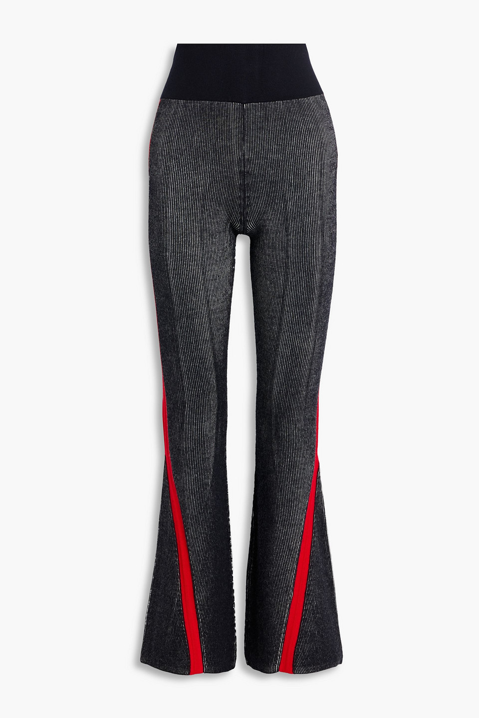 Perfect Moment Ribbed Intarsia Merino Wool-blend Track Pants In Gray
