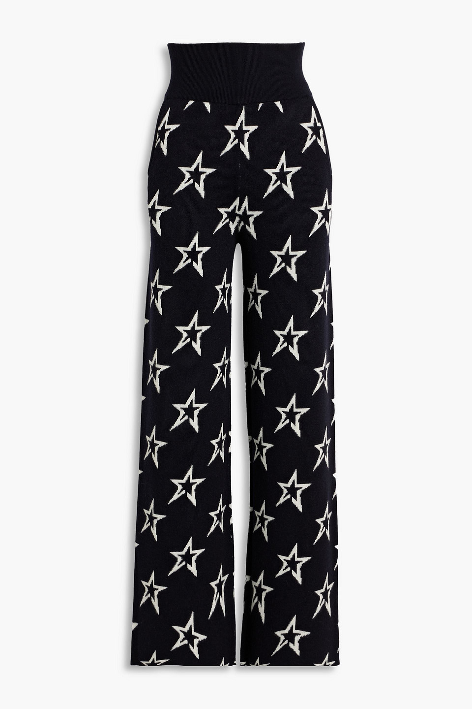 Perfect Moment Intarsia Merino Wool Track Pants In Blue