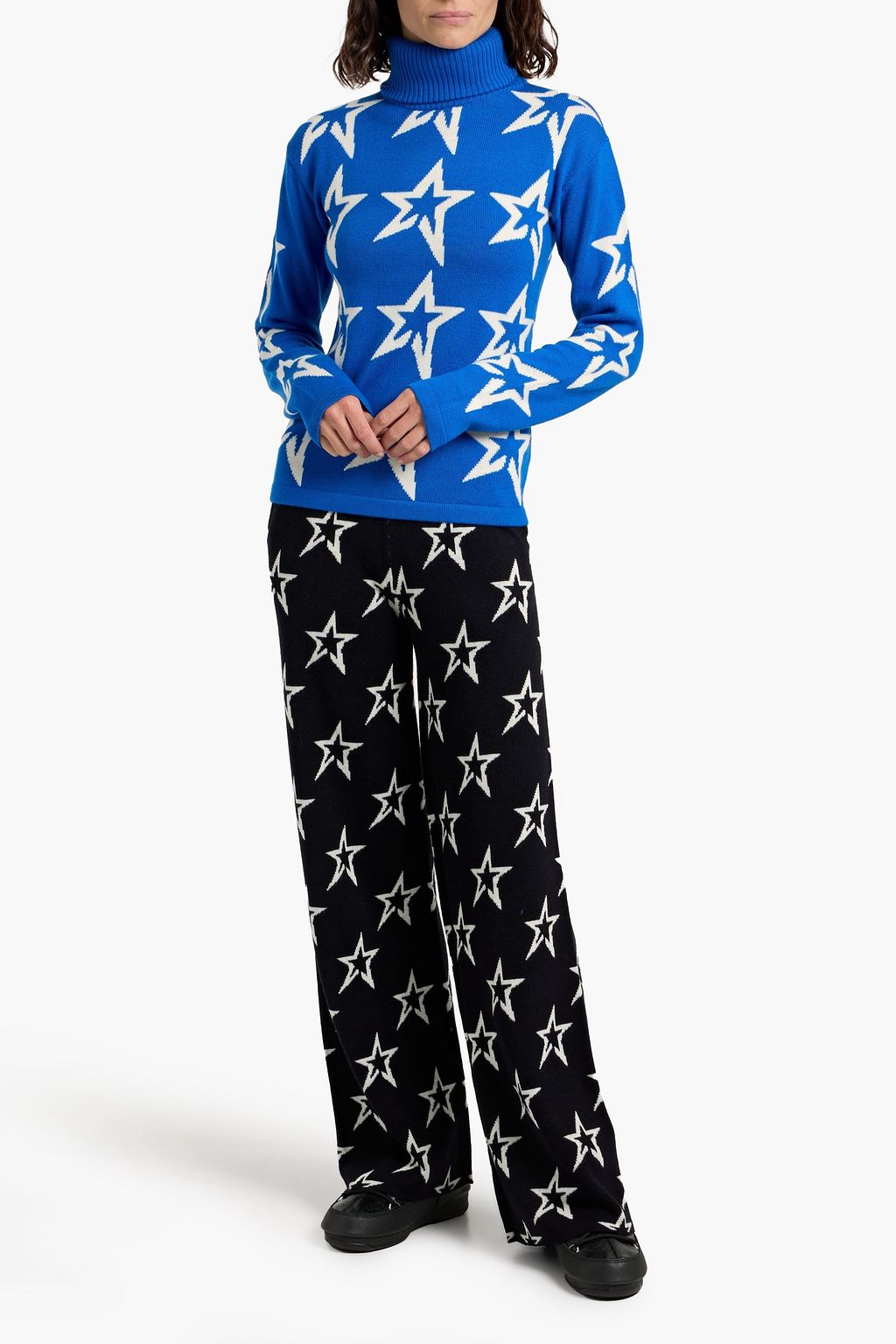 PERFECT MOMENT Intarsia merino wool turtleneck sweater