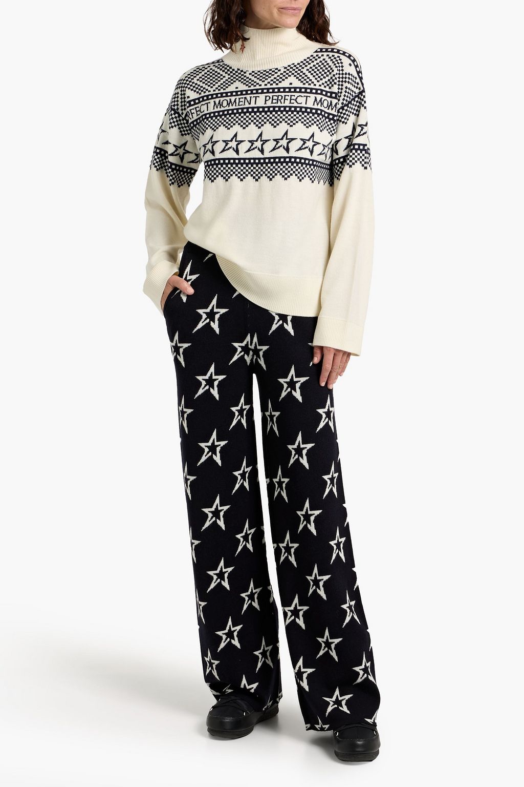 PERFECT MOMENT Intarsia merino wool turtleneck sweater
