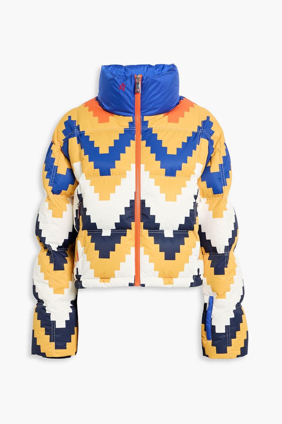 Perfect Moment Nevada Printed Quilted Down Ski Jacket In Blue