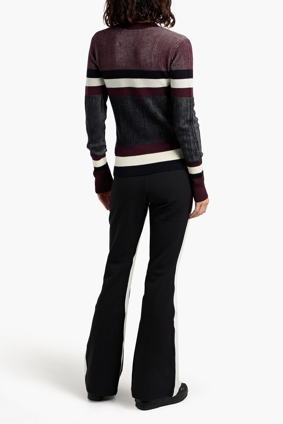 Perfect Moment Intarsia Merino Wool Sweater In Burgundy