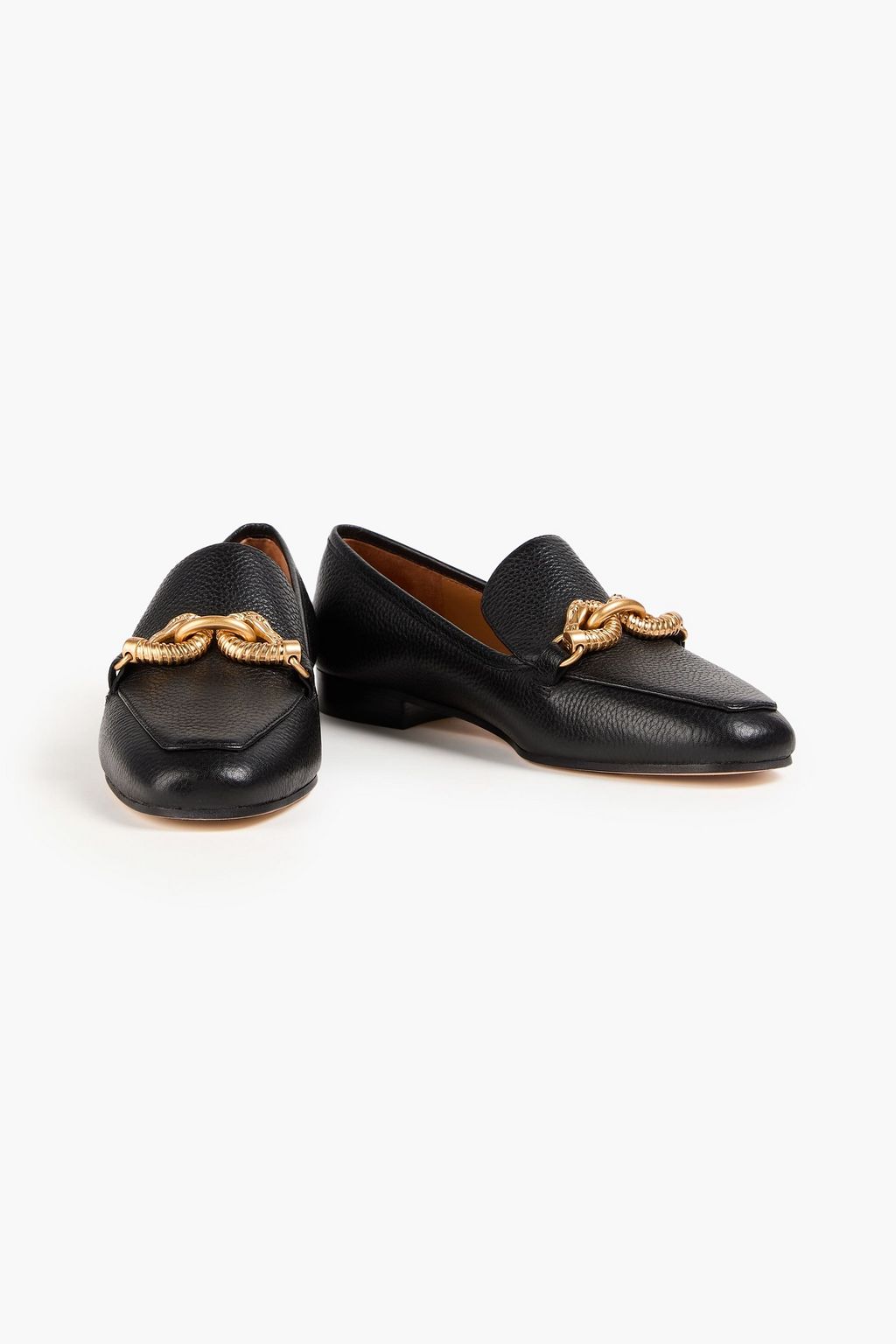 TORY BURCH Jessa embellished textured-leather loafers