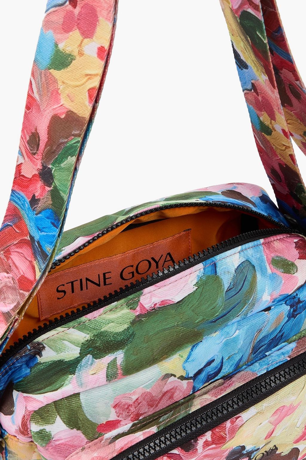 STINE GOYA حقيبة كتف من قماش عازل بطبعة الأزهار