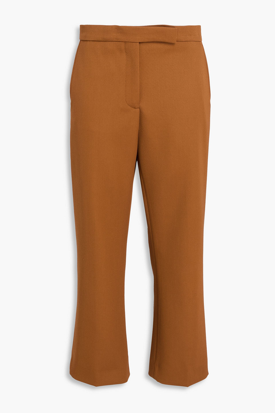 Tory Burch Wool-twill Straight-leg Trousers In Brown