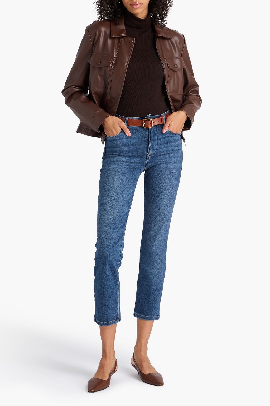 FRAME Le High Straight faded high-rise straight-leg jeans
