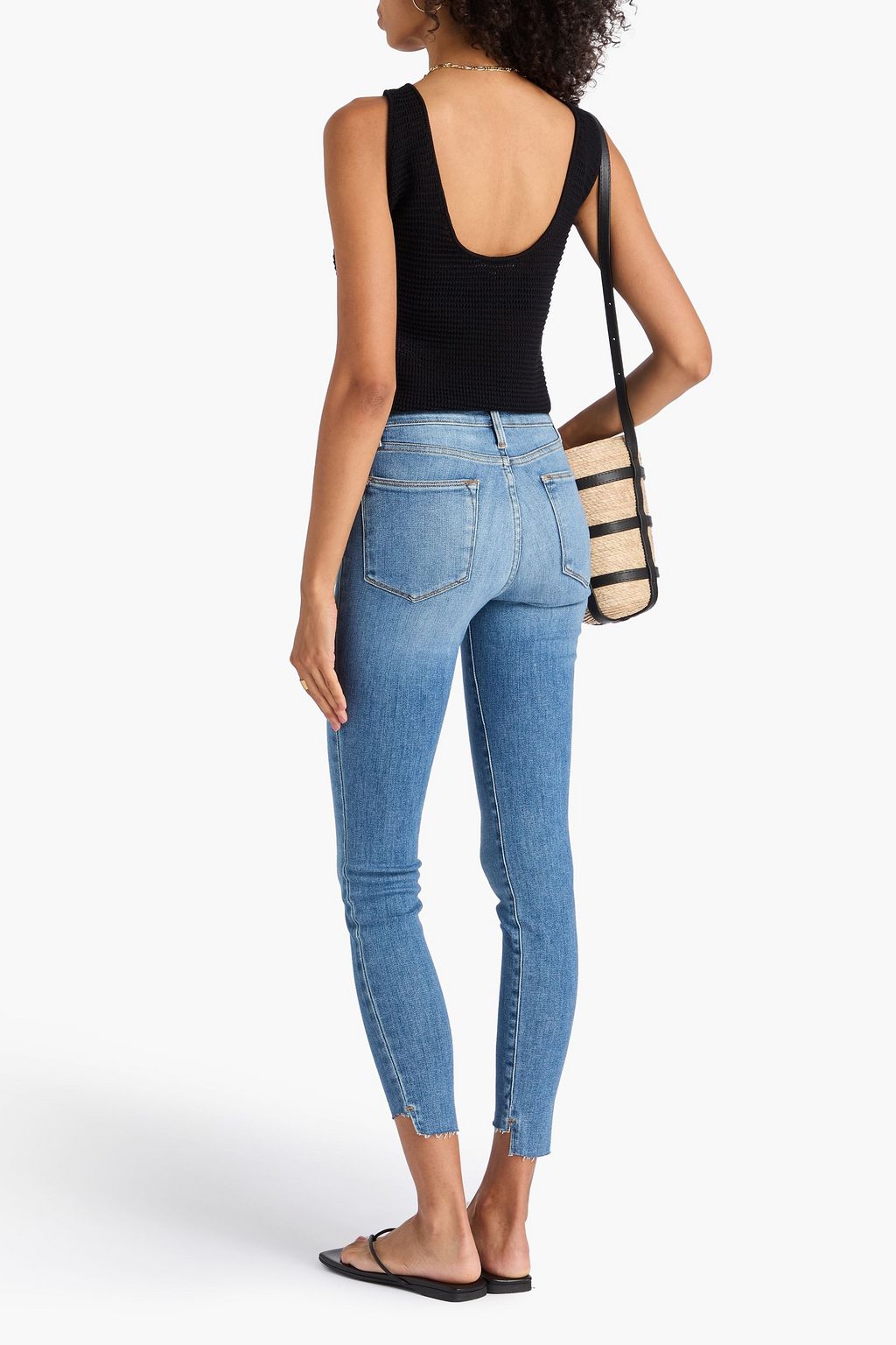 FRAME Le High Straight faded high-rise straight-leg jeans