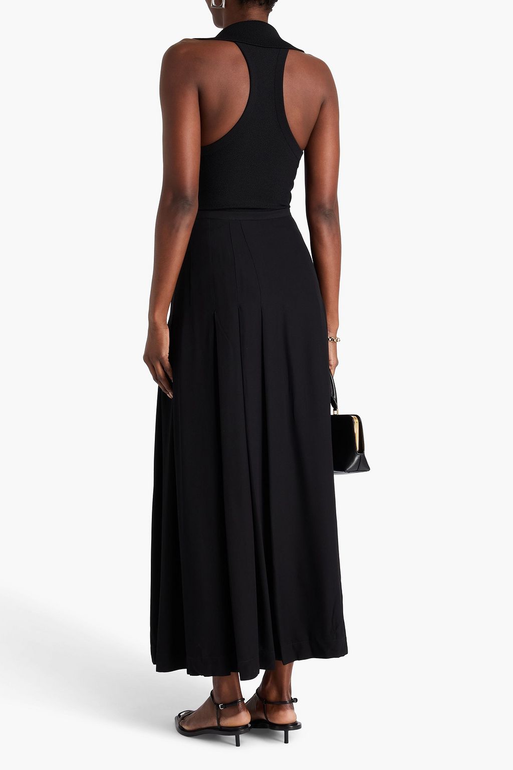TOTEME Pleated crepe-satin maxi wrap skirt