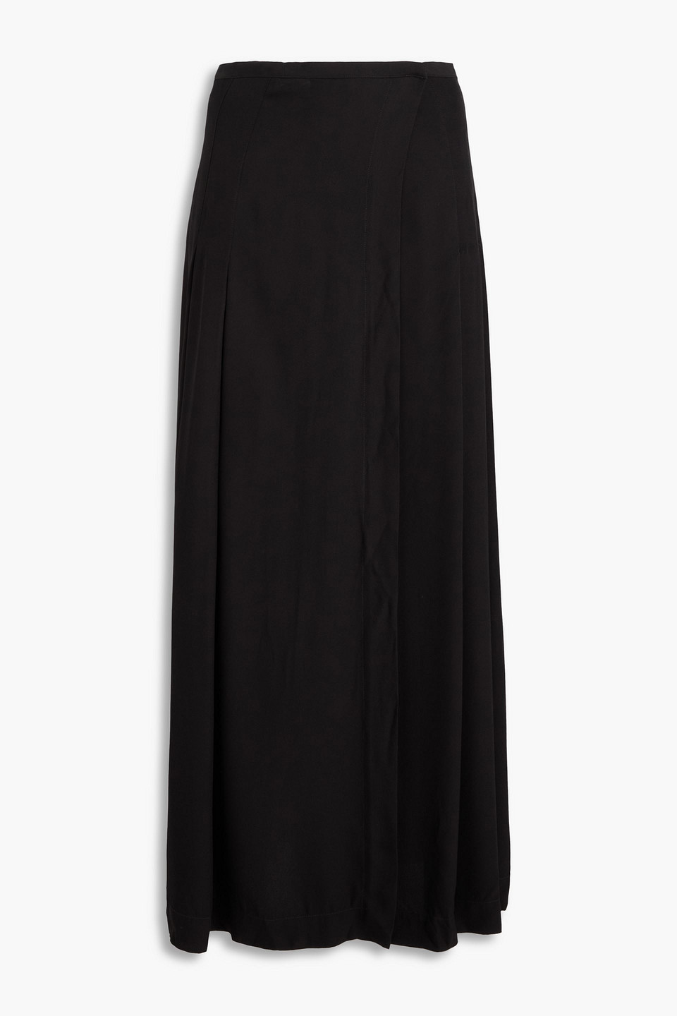 Totême Pleated Crepe-satin Maxi Wrap Skirt In Black