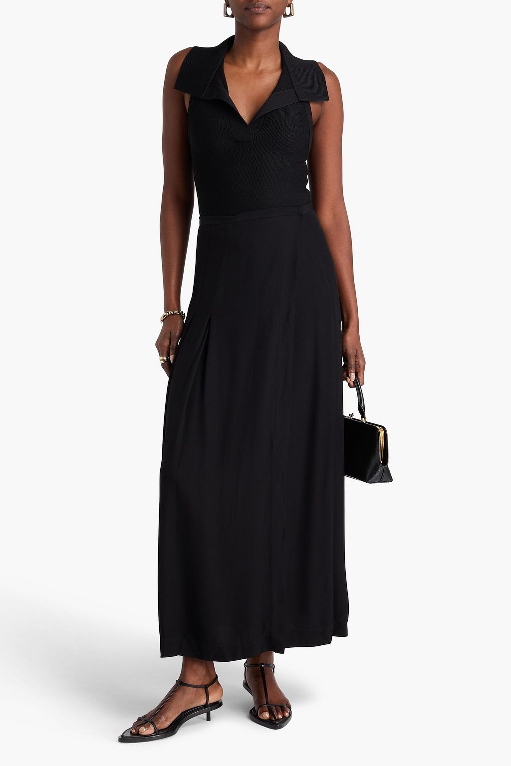 TOTEME Pleated crepe-satin maxi wrap skirt