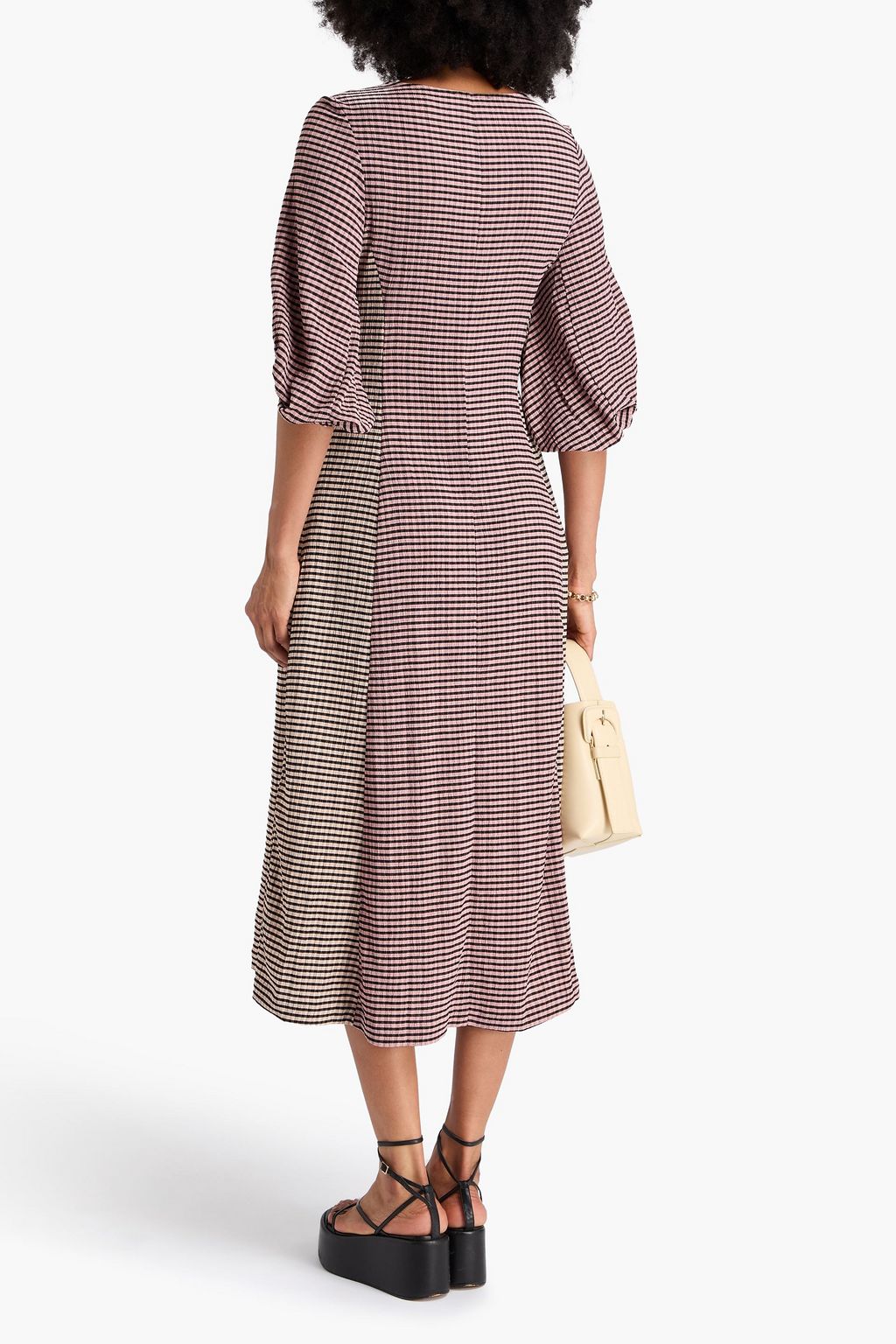 STINE GOYA Gingham seersucker midi dress