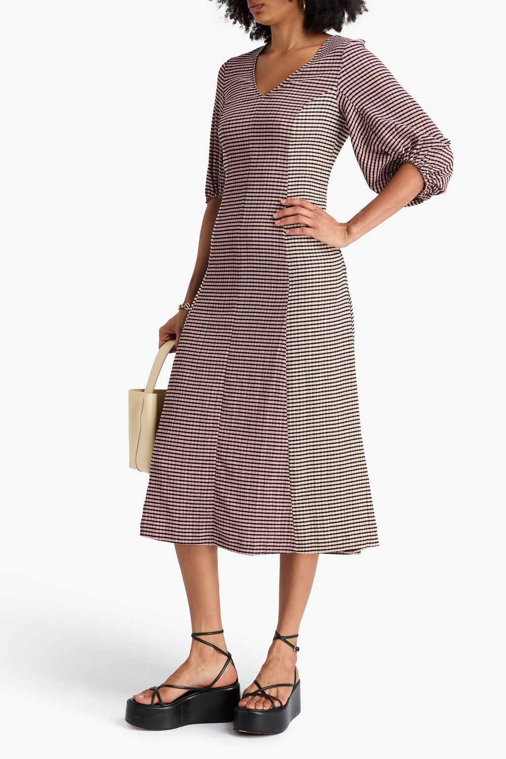 STINE GOYA Gingham seersucker midi dress