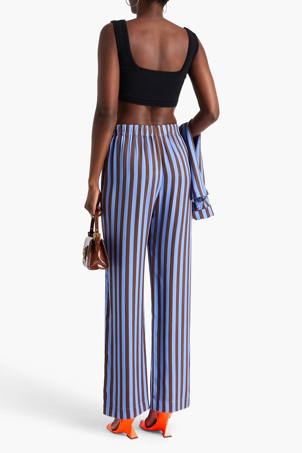STINE GOYA Striped satin wide-leg pants