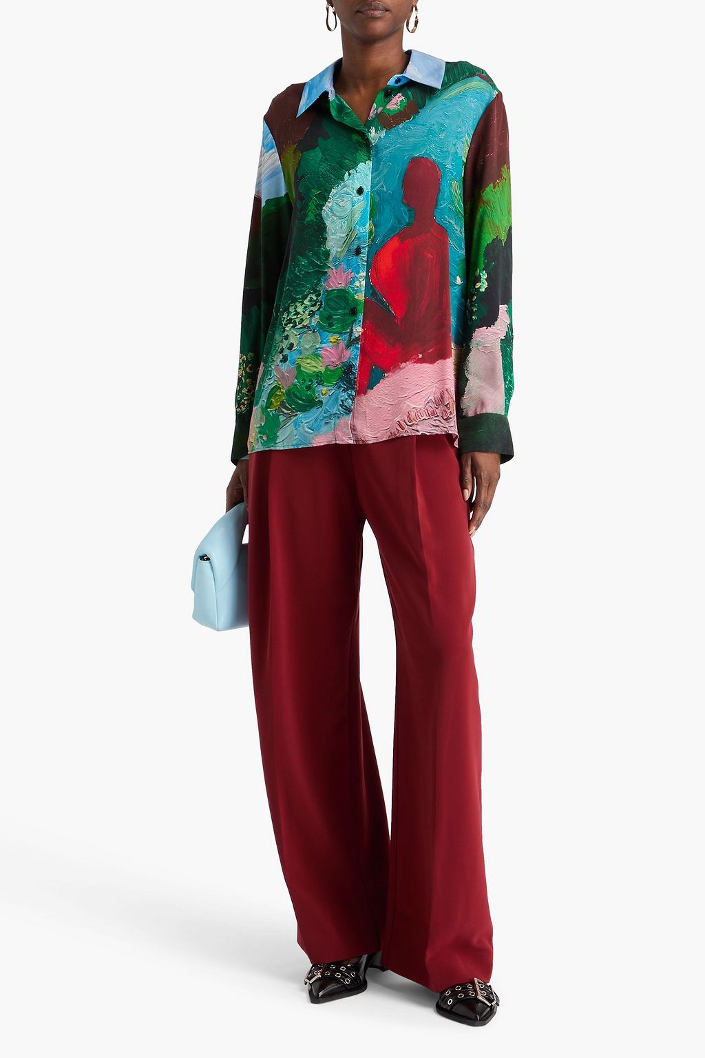 STINE GOYA Printed crepe-satin shirt