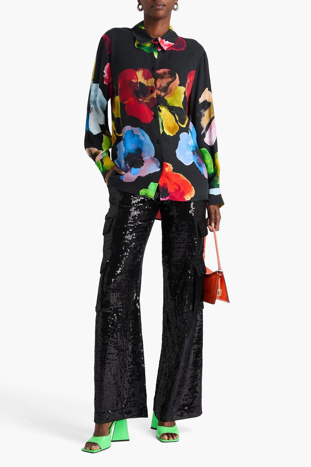STINE GOYA Printed crepe-satin shirt