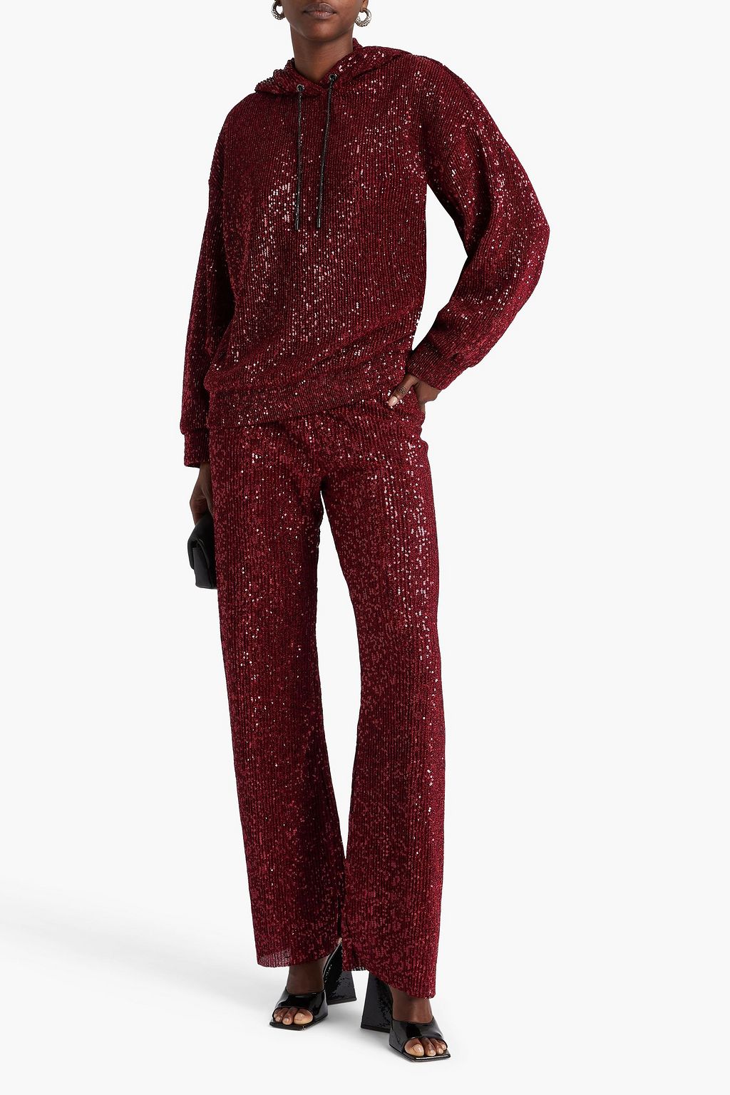 STINE GOYA Sequined jersey flared pants