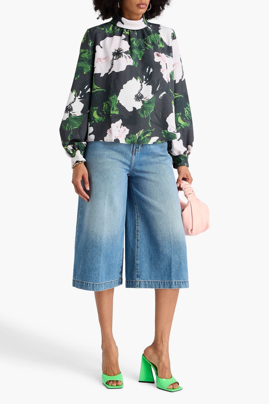 STINE GOYA Oberteil aus Seersucker mit floralem Print