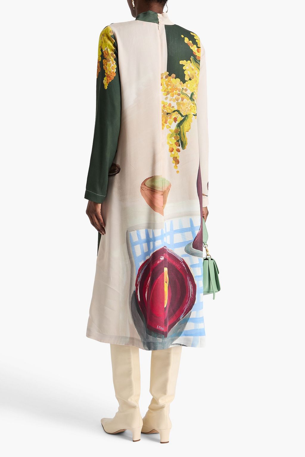 STINE GOYA Printed satin midi dress