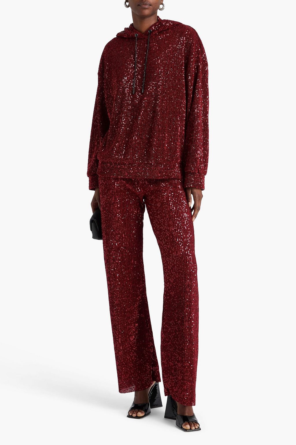 STINE GOYA Sequined jersey hoodie