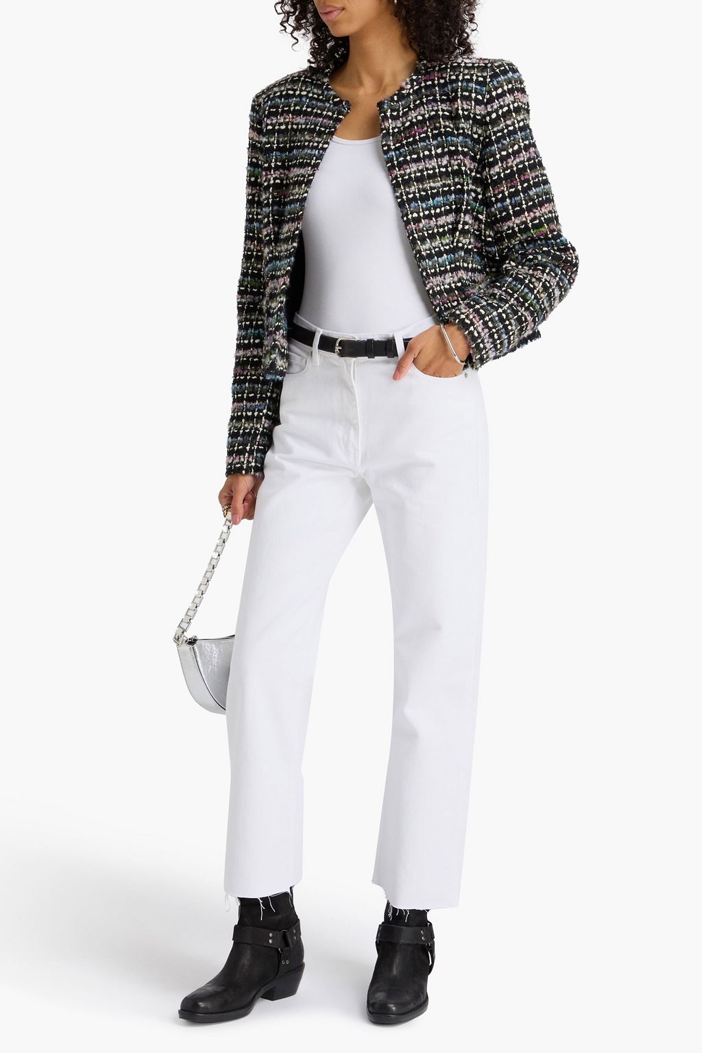 IRO Cropped frayed high-rise straight-leg jeans