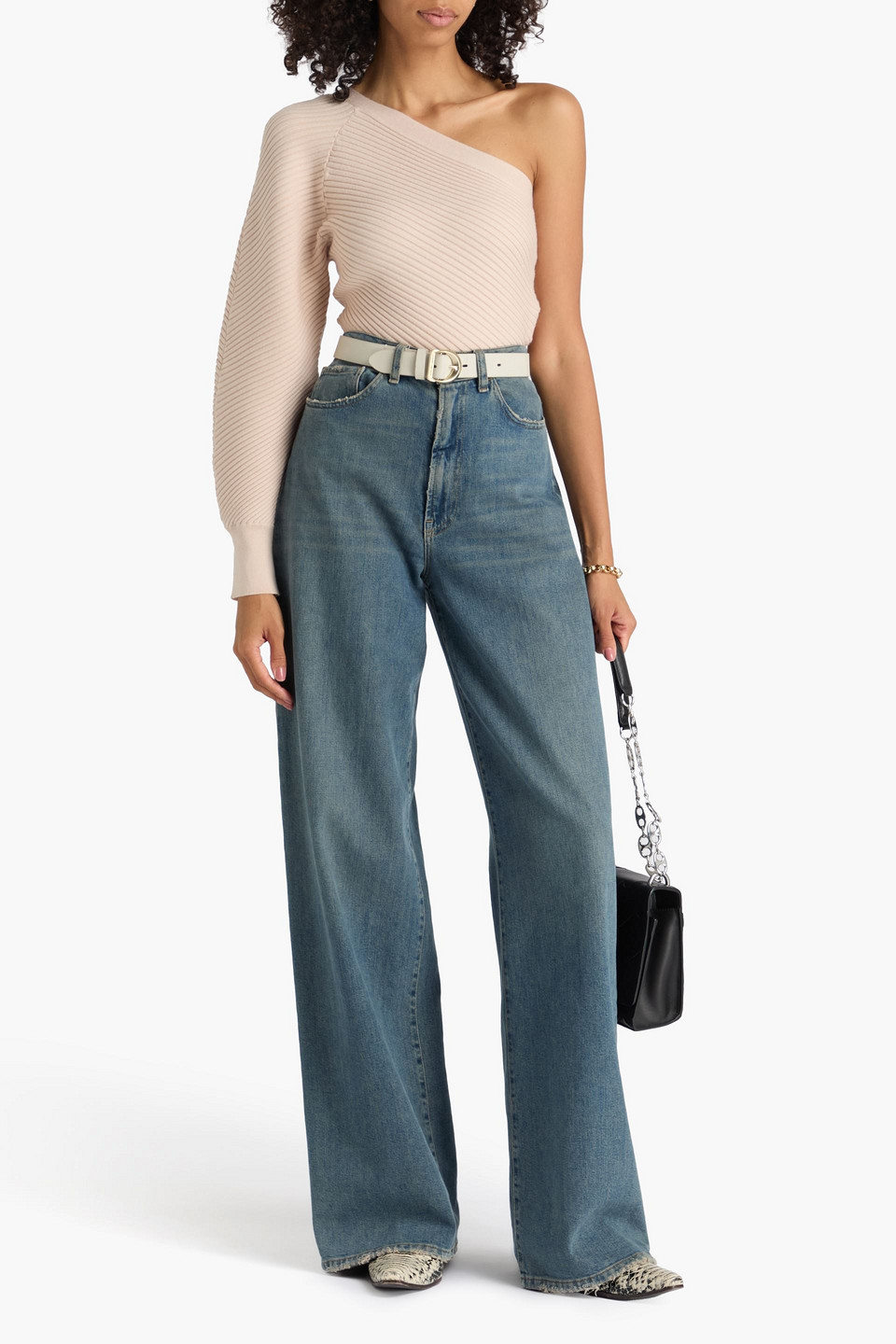  Iro - One-sleeve Ribbed-knit Top - Neutral - Xs 