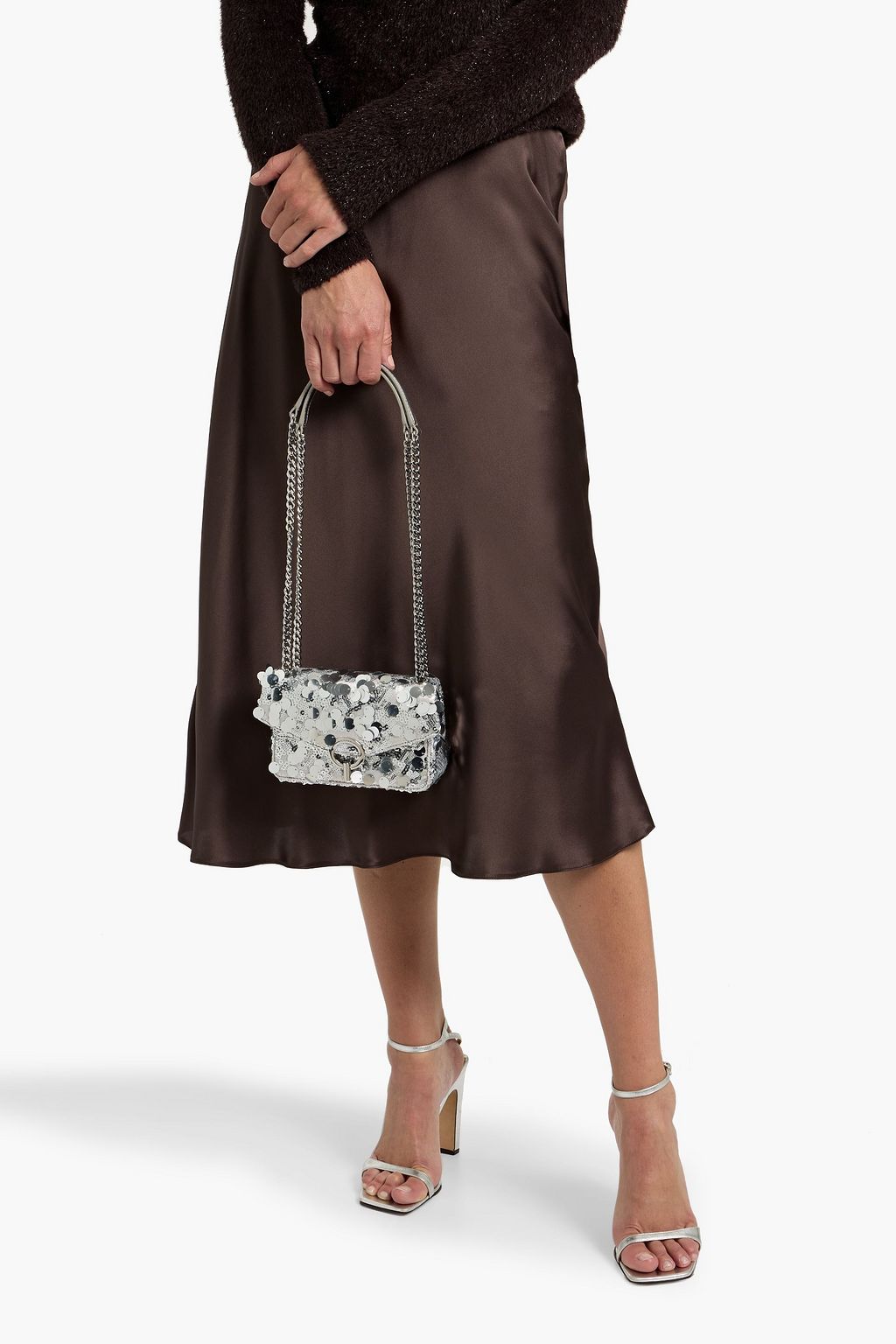 SANDRO Sequined satin shoulder bag
