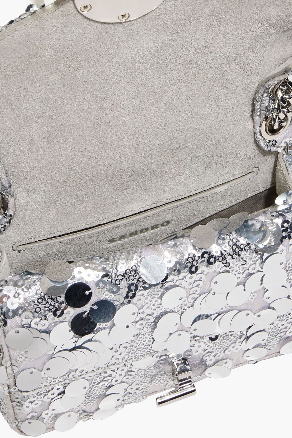 SANDRO Sequined satin shoulder bag