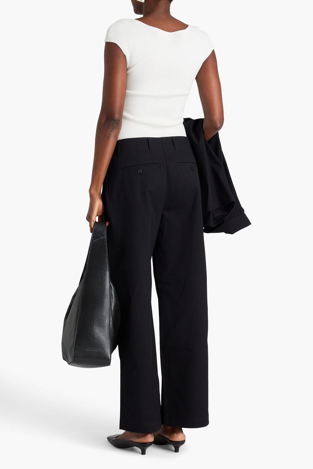 TOTEME Pleated cotton-twill straight-leg pants
