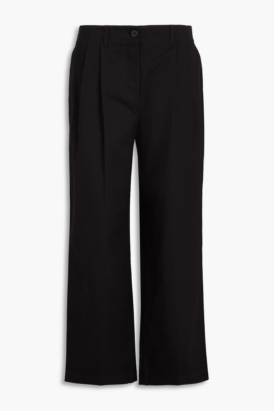Totême Pleated Cotton-twill Straight-leg Pants In Black