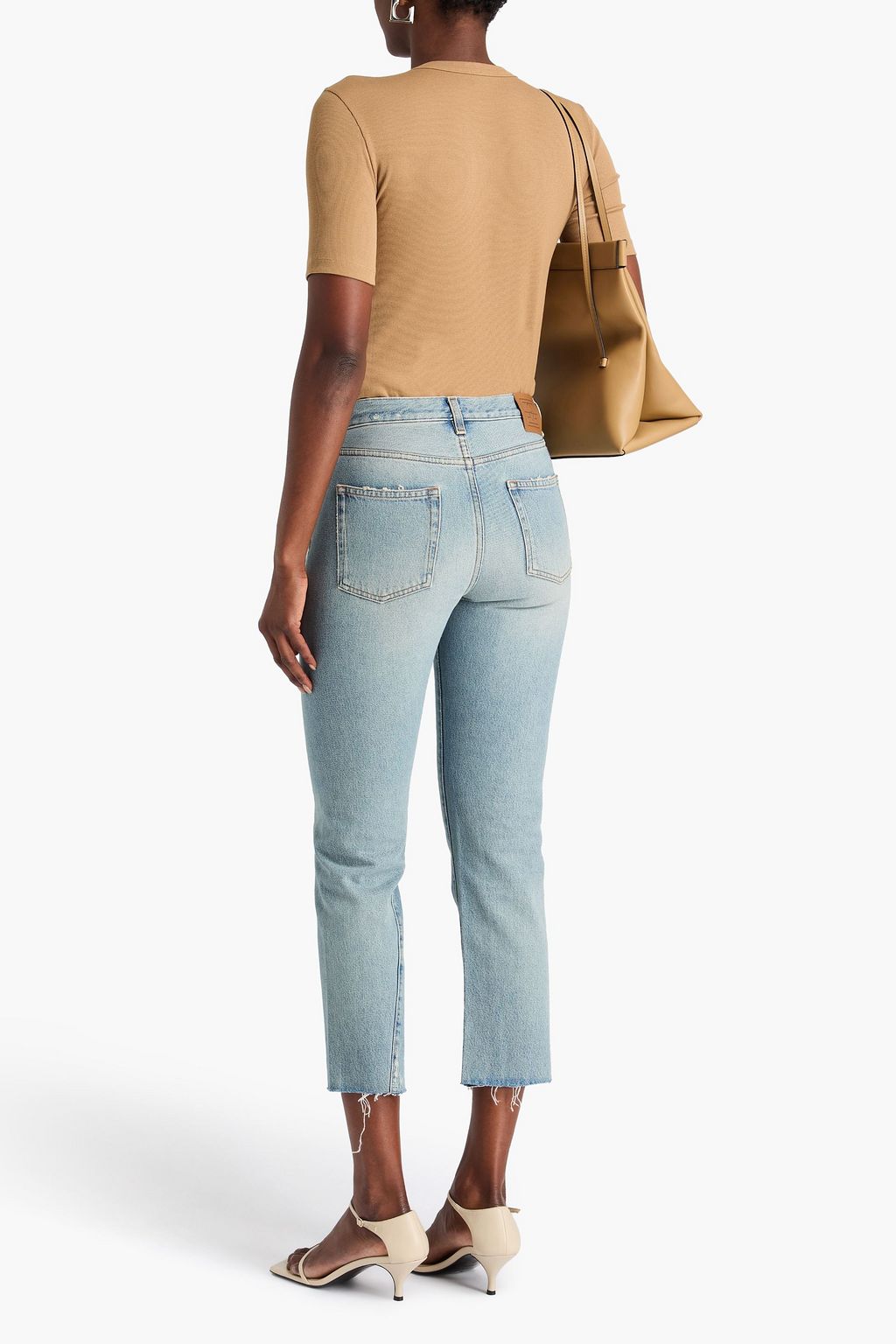 TOTEME Cropped distressed high-rise straight-leg jeans