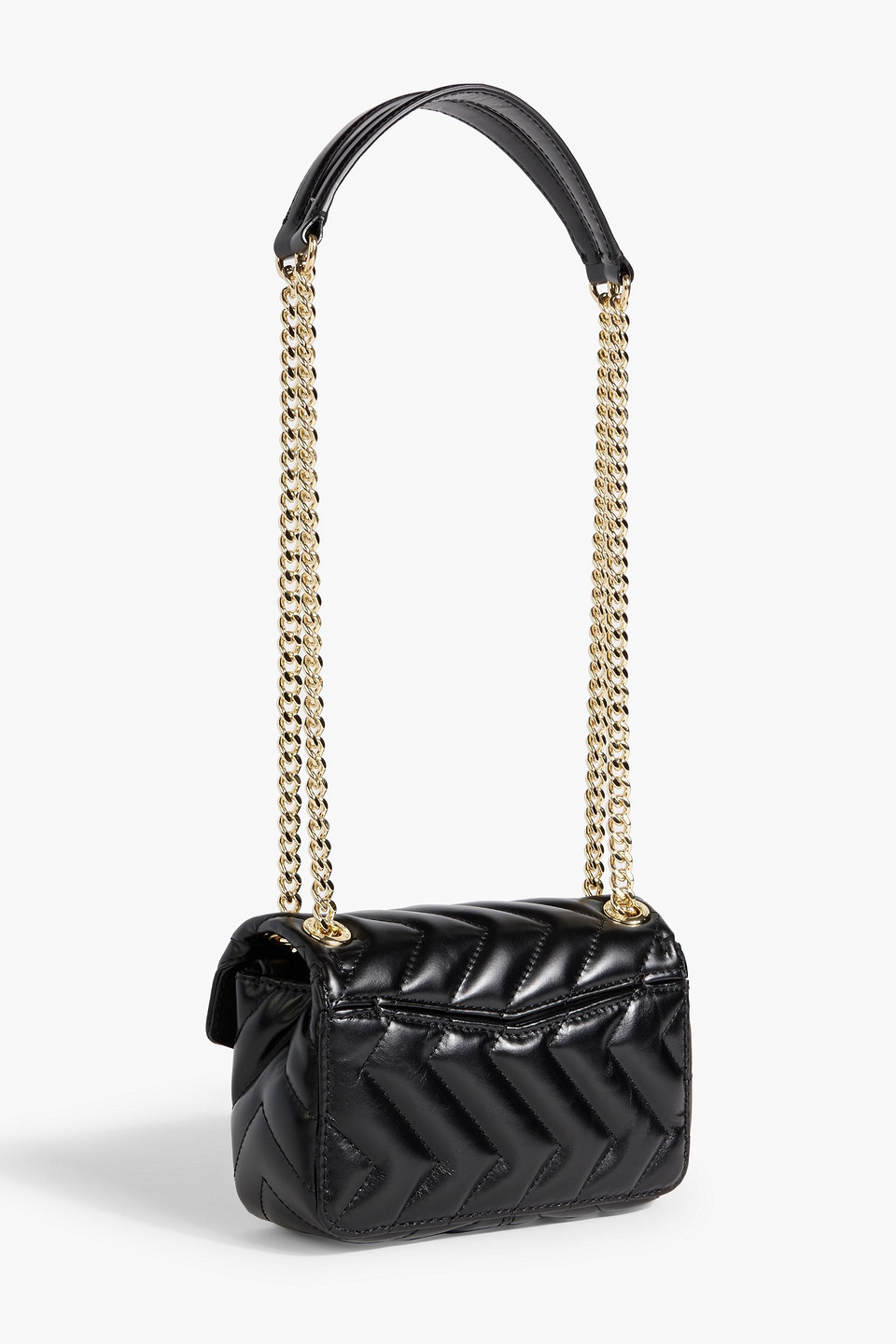 Sandro Quilted Leather Shoulder Bag In Black