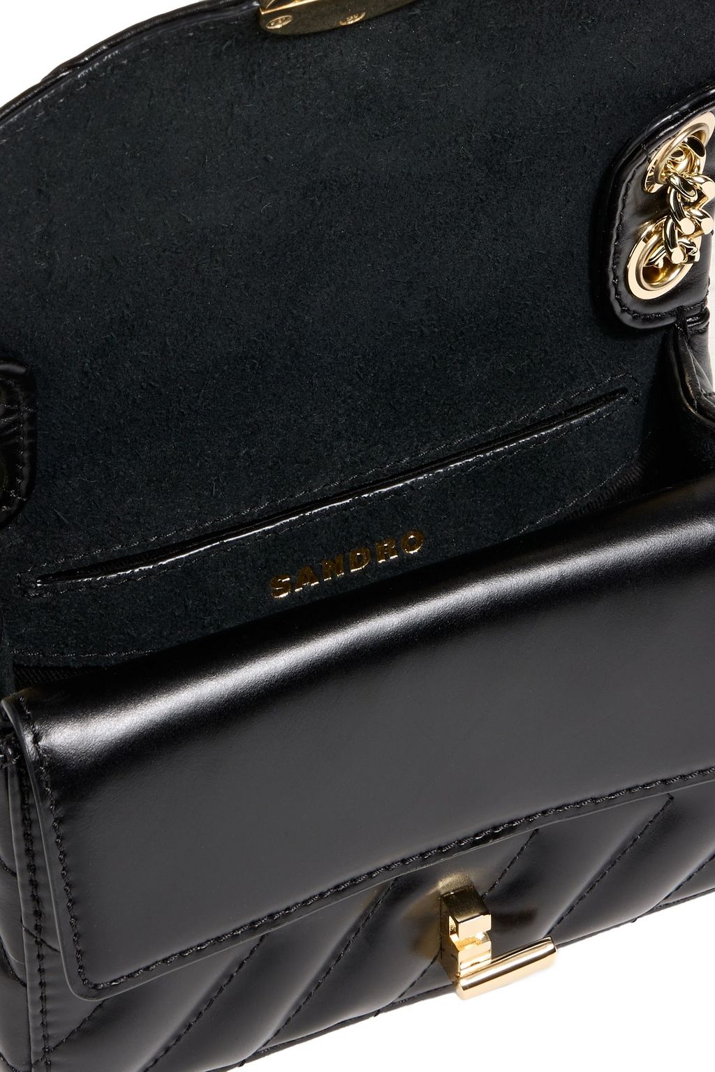 SANDRO Quilted leather shoulder bag