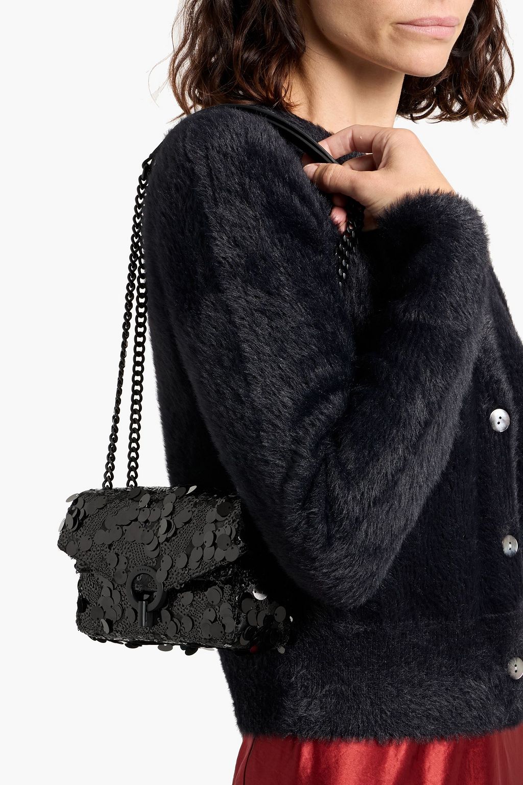 SANDRO Sequined satin shoulder bag