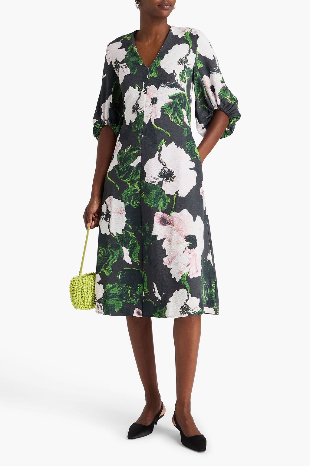 STINE GOYA Floral-print cloqué midi dress