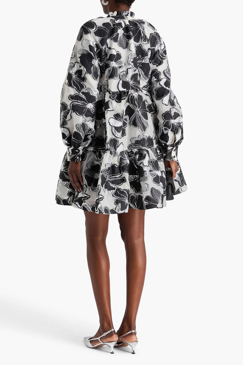 STINE GOYA Tiered floral-brocade mini dress