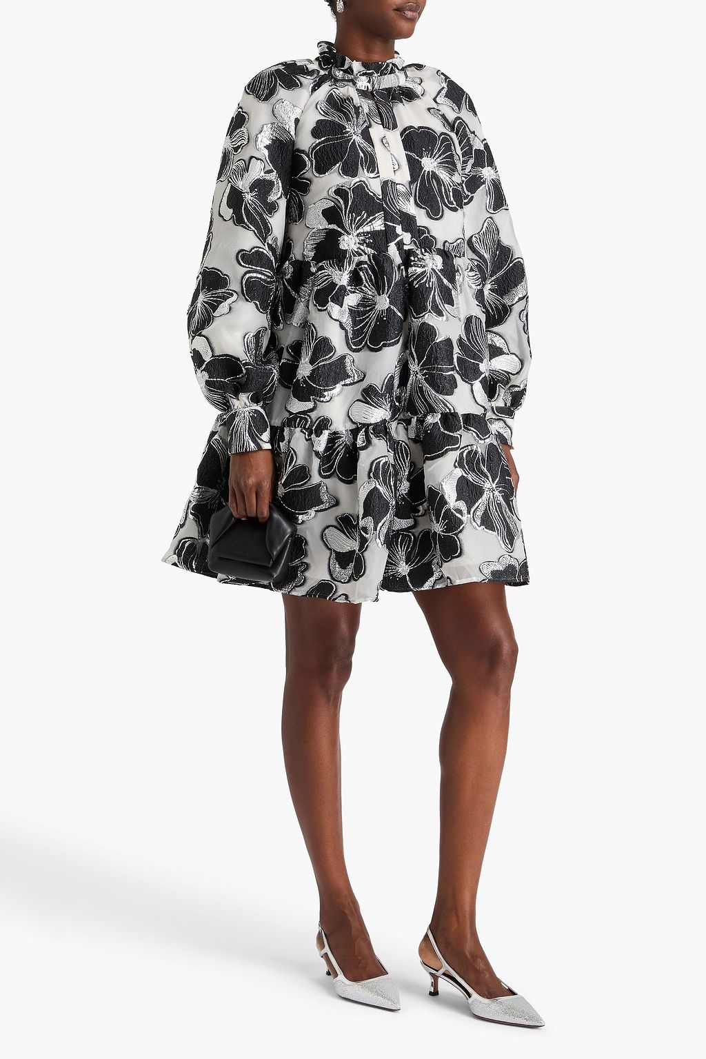 STINE GOYA Tiered floral-brocade mini dress