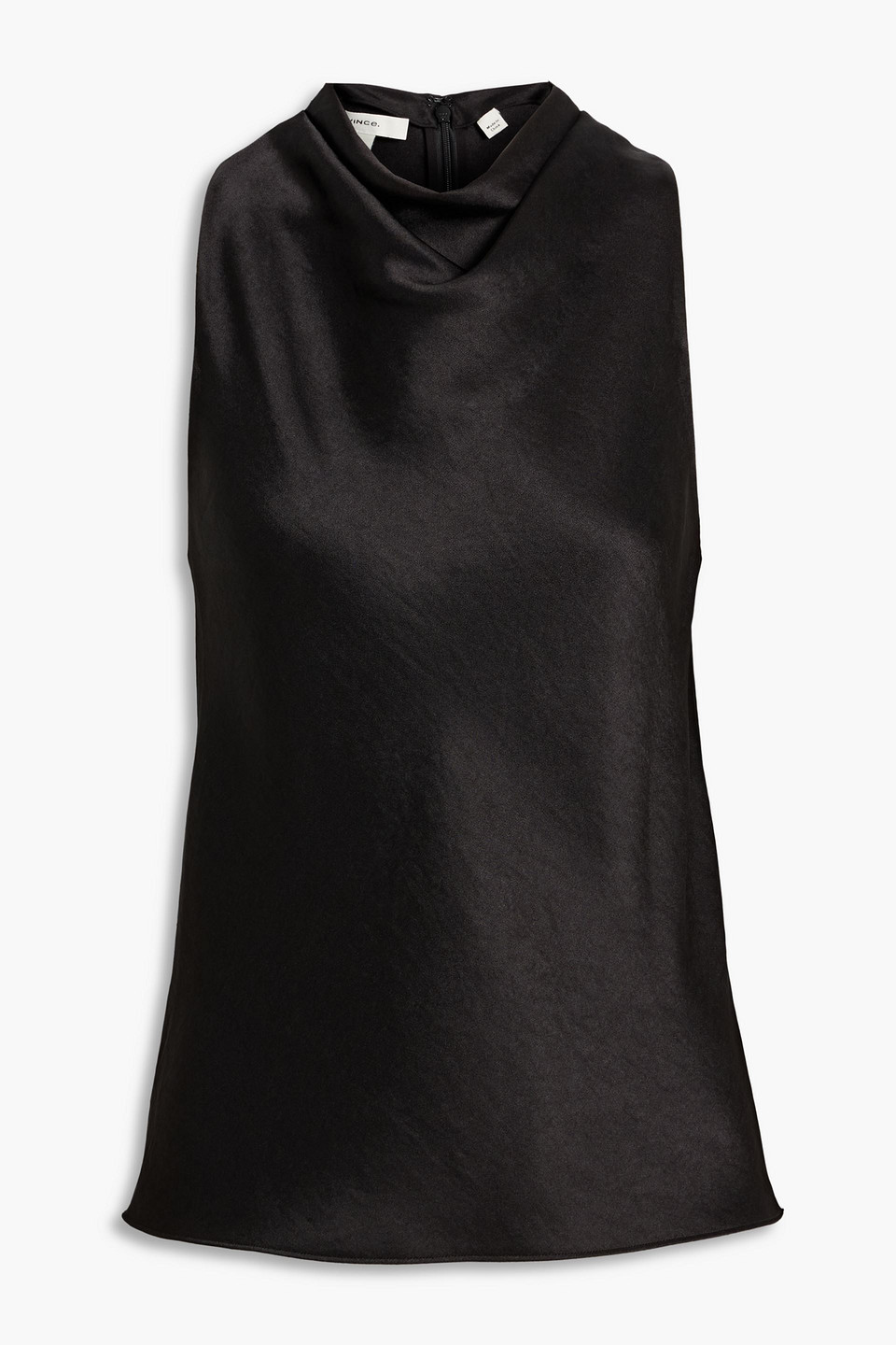 vince. - draped satin top - black - xxs