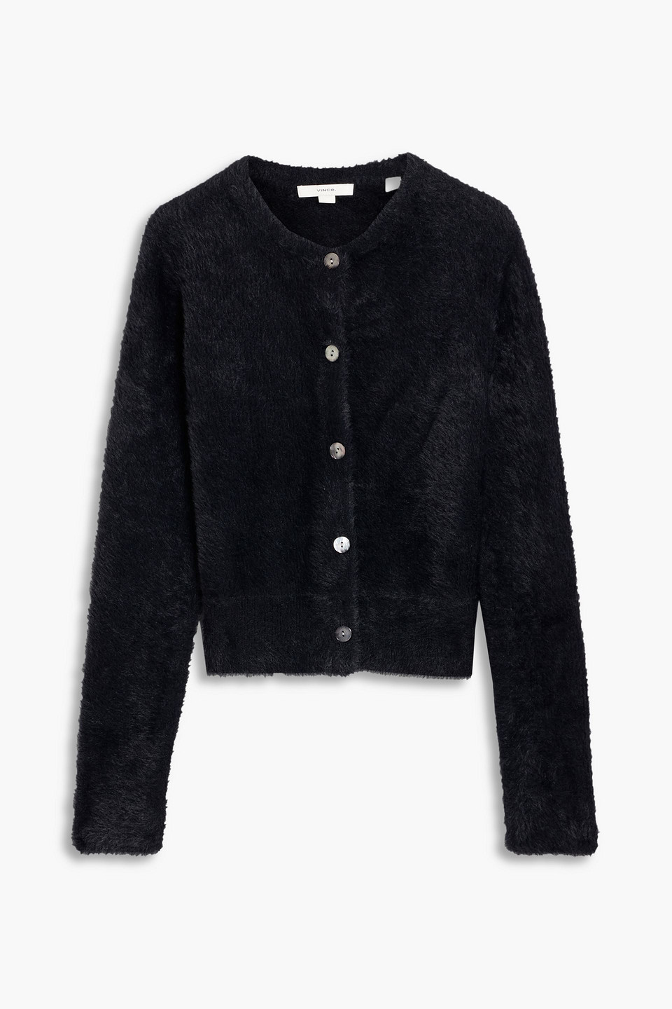 Vince Brushed Knitted Cardigan In Black