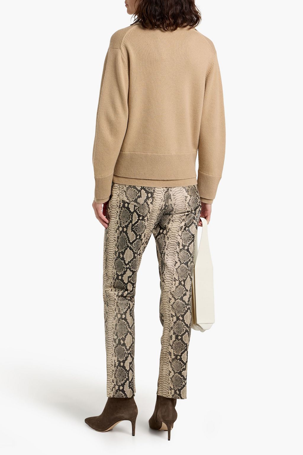 VINCE. Layered wool and cashmere-blend polo sweater