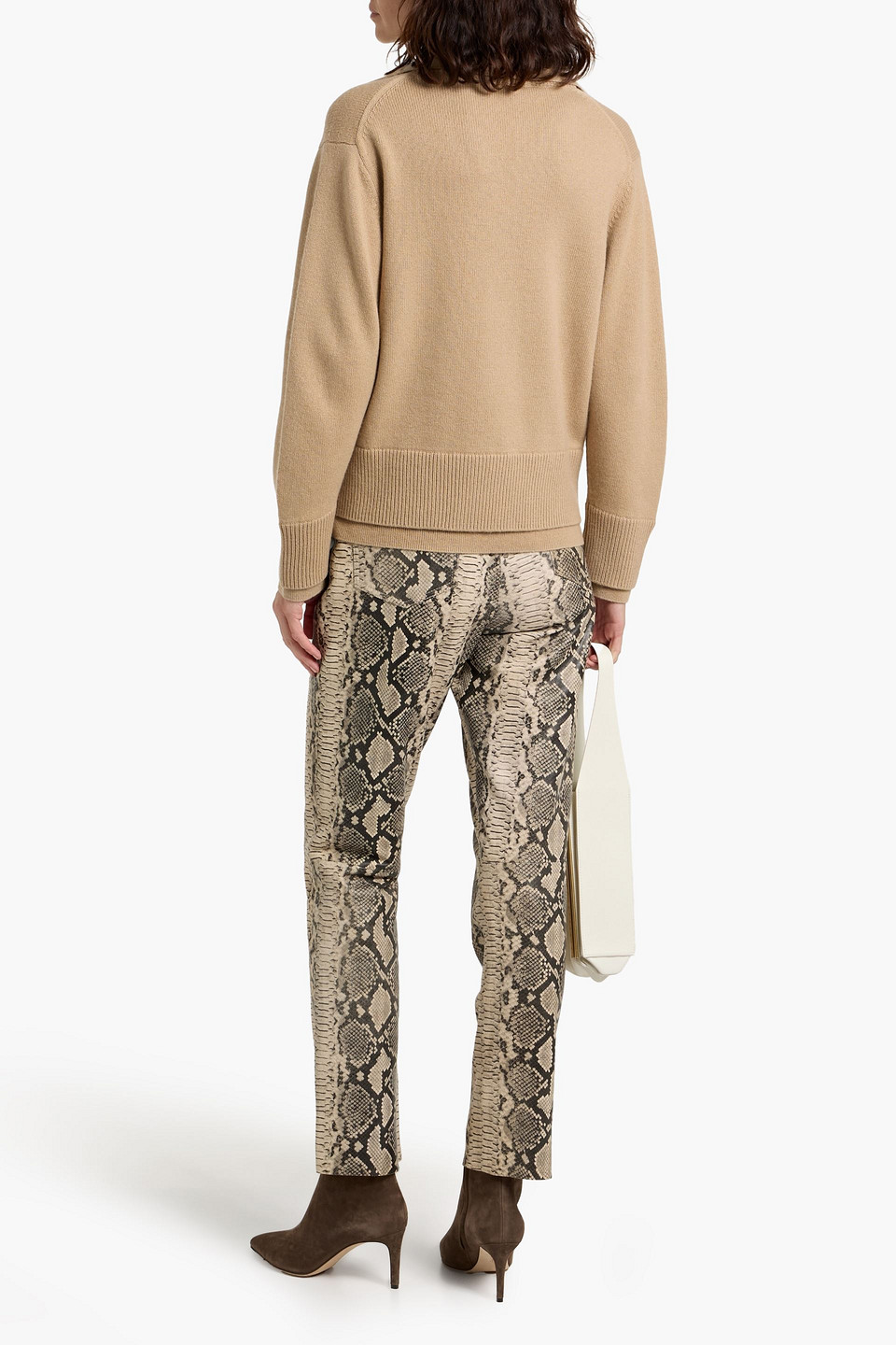 Vince Layered Wool And Cashmere-blend Polo Sweater In Brown