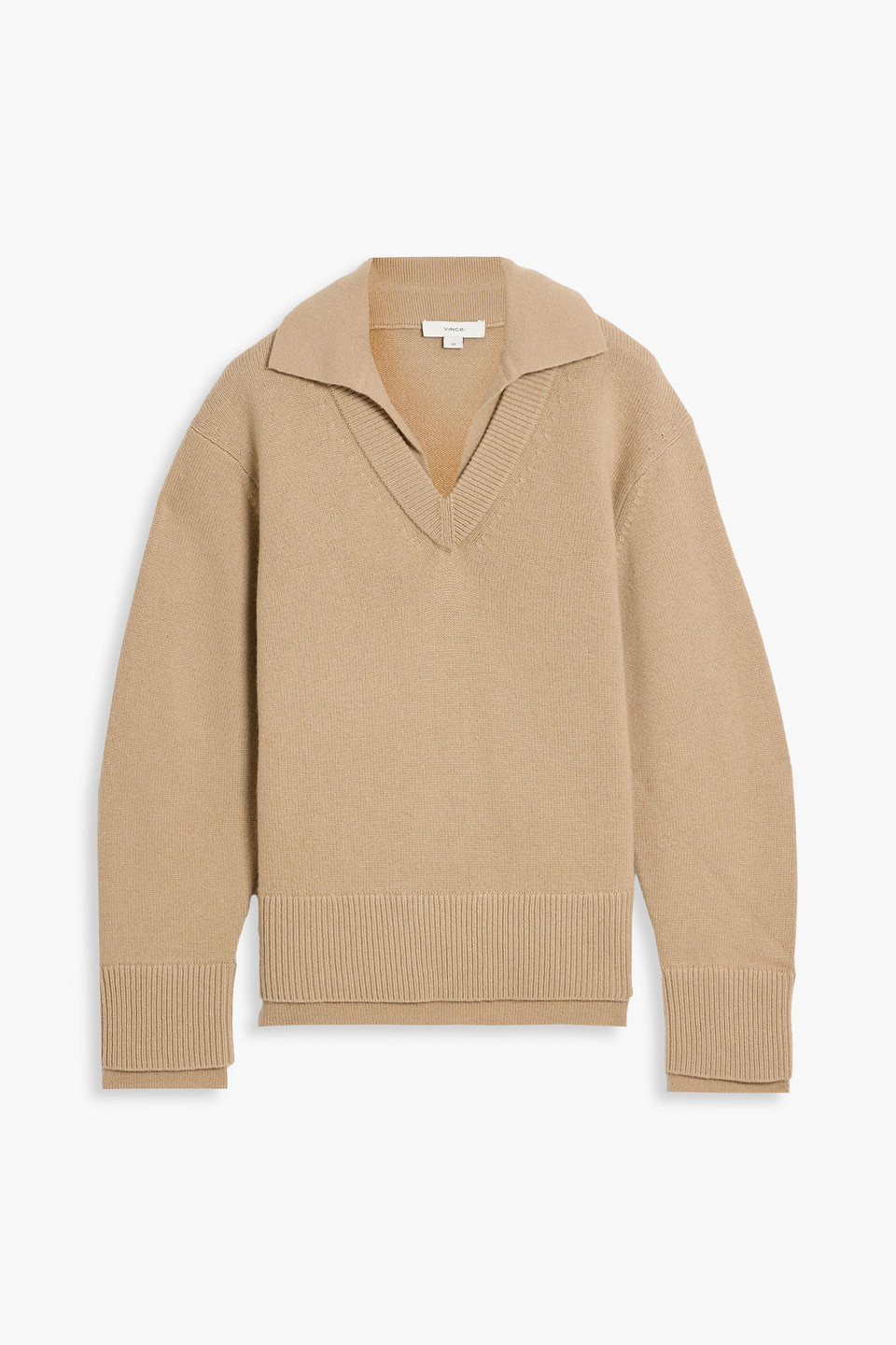 Vince Layered Wool And Cashmere-blend Polo Sweater In Brown